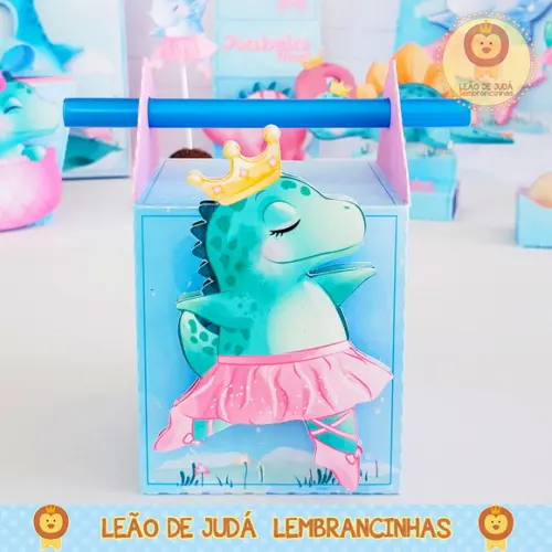 Caixinha para festa tema dino rosa