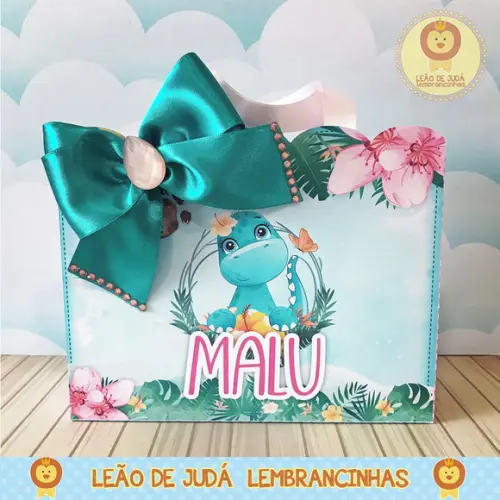 Caixinha para festa tema dinossauro menina