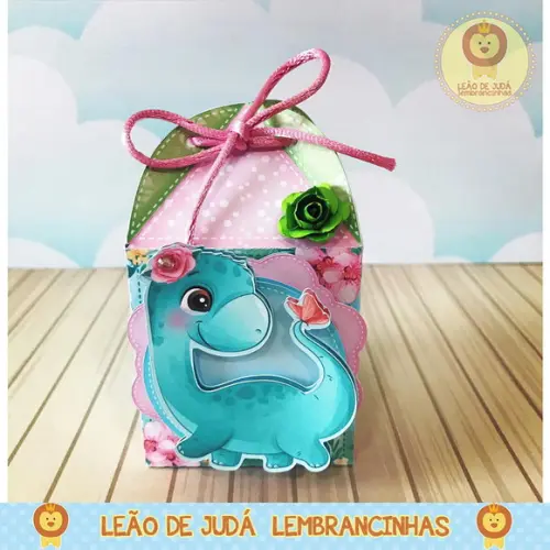 Caixinha para festa tema dinossauro menina