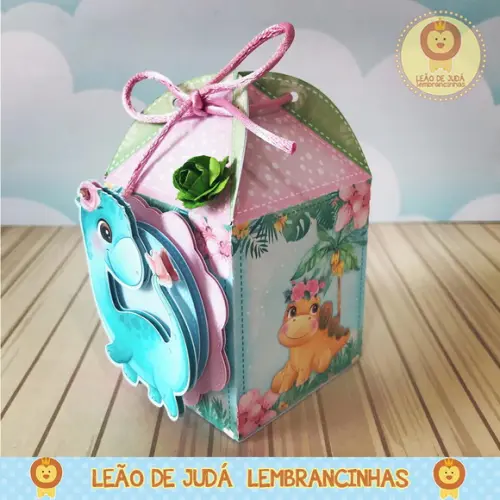 Caixinha para festa tema dinossauro menina