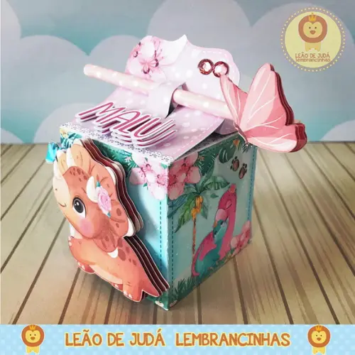 Caixinha Para Festa Tema Dinossauro Menina