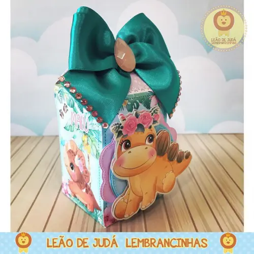 Caixinha para festa tema dinossauro menina
