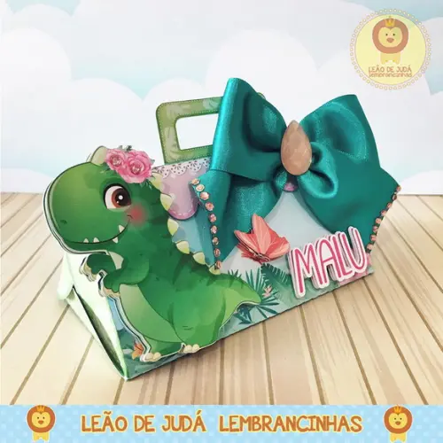 Caixinha para Festa Tema Dinossauro Menina