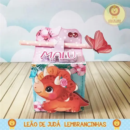 Caixinha Para Festa Tema Dinossauro Menina