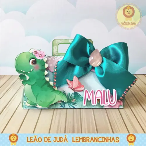 Caixinha para Festa Tema Dinossauro Menina