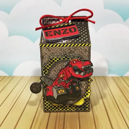 Caixinha para festa tema dinotrux
