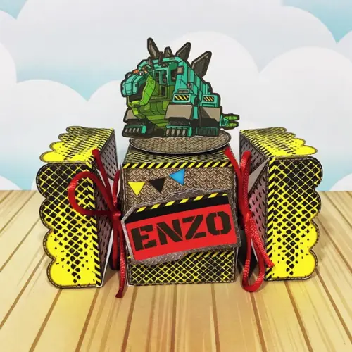 Caixinha para festa tema dinotrux