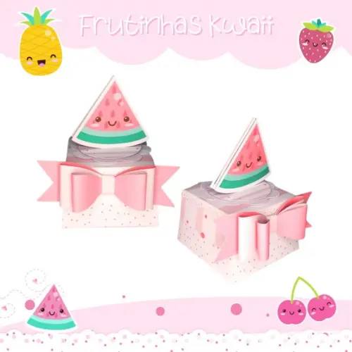 Caixinha para festa tema frutas kawaii