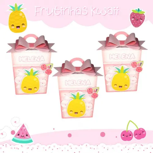 Caixinha para Festa Tema Frutas Kawaii