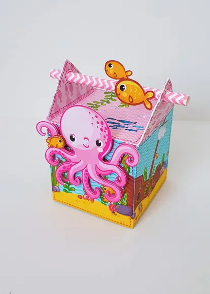 Caixinha para festa tema fundo do mar