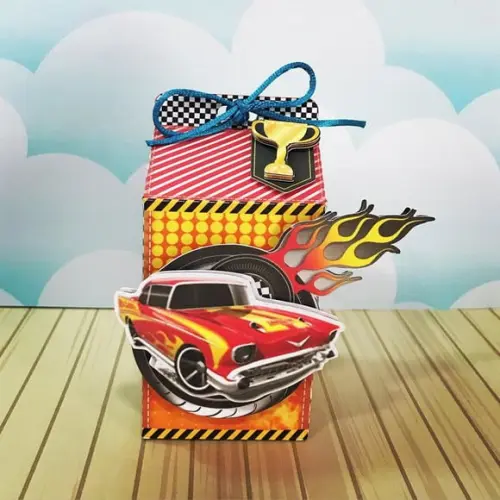 Caixinha para festa tema hot wheels