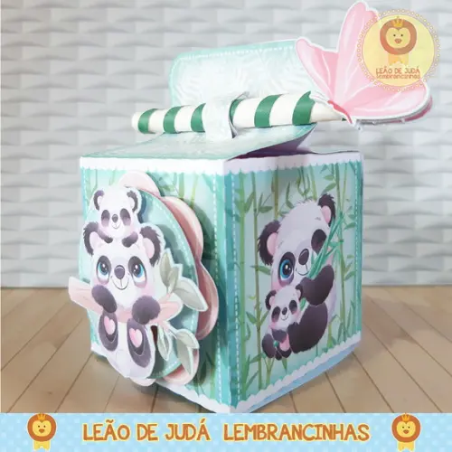 Caixinha para festa tema panda menino