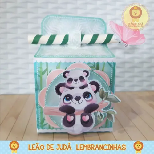Caixinha para festa tema panda menino