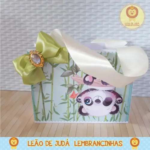 Caixinha para festa tema panda menino