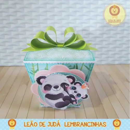 Caixinha para festa tema panda menino