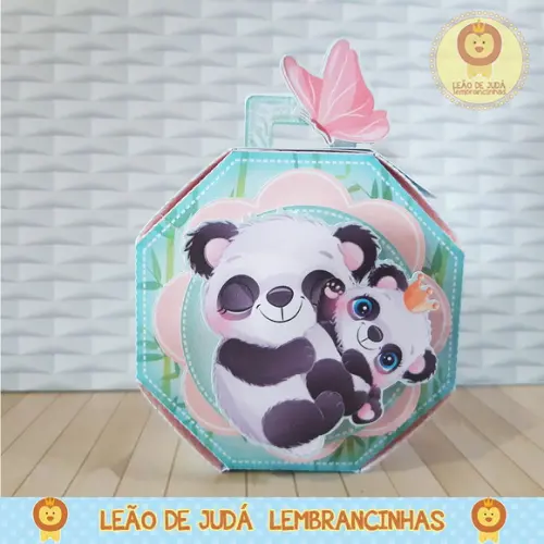 Caixinha para festa tema panda menino