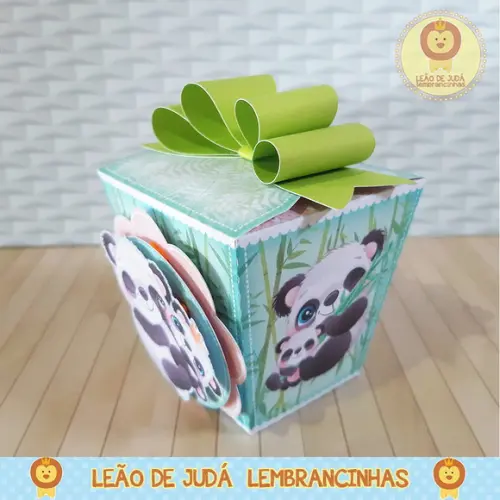 Caixinha para festa tema panda menino