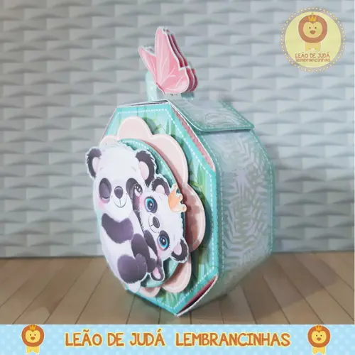 Caixinha para festa tema panda menino