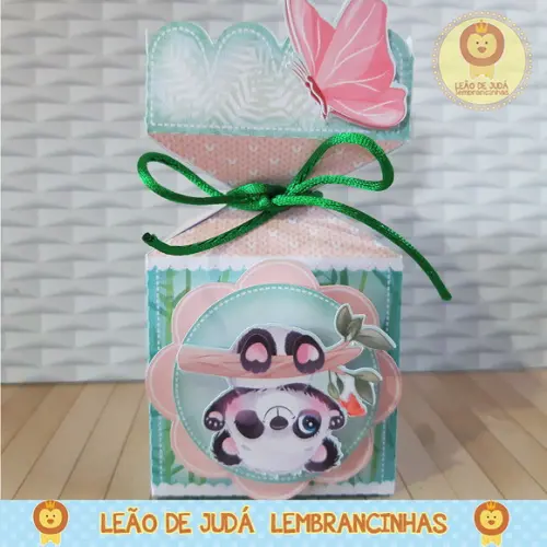 Caixinha para festa tema panda menino