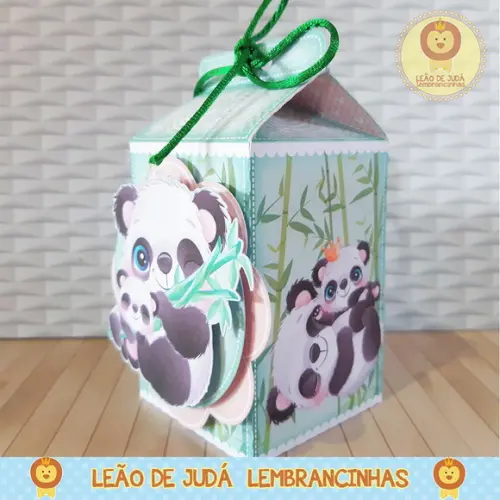 Caixinha para festa tema panda menino