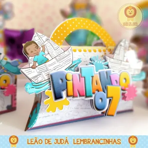 Caixinha para Festa Tema Pintando Sete