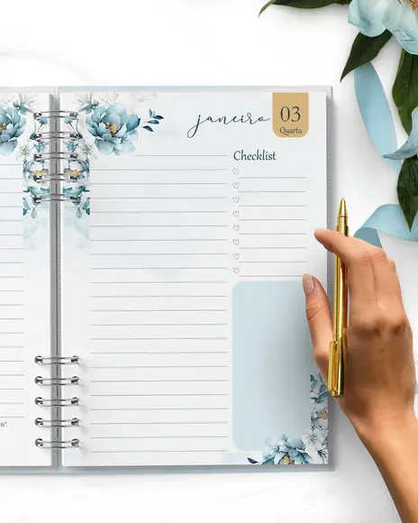 Agenda Datada Floral Azul Mod5656564