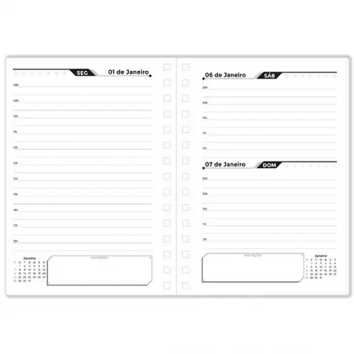 Agenda Datada Preta e Dourada