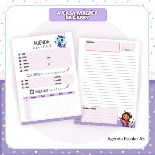 Agenda Escolar a Casa Magica de Gabby Mod. 02