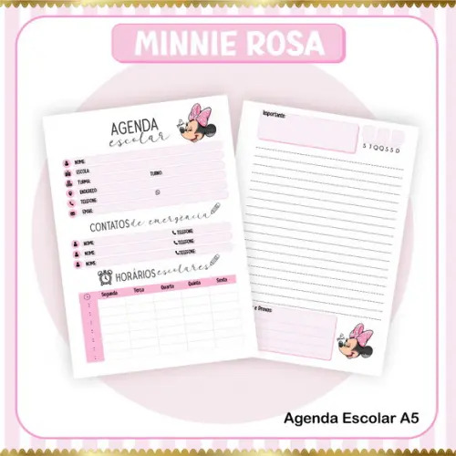 Agenda Escolar Minnie Rosa