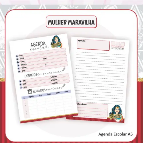 Agenda Escolar Mulher Maravilha