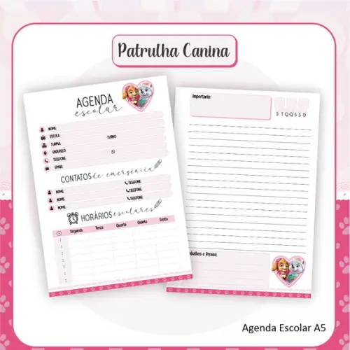 Agenda Escolar Patrulha Canina