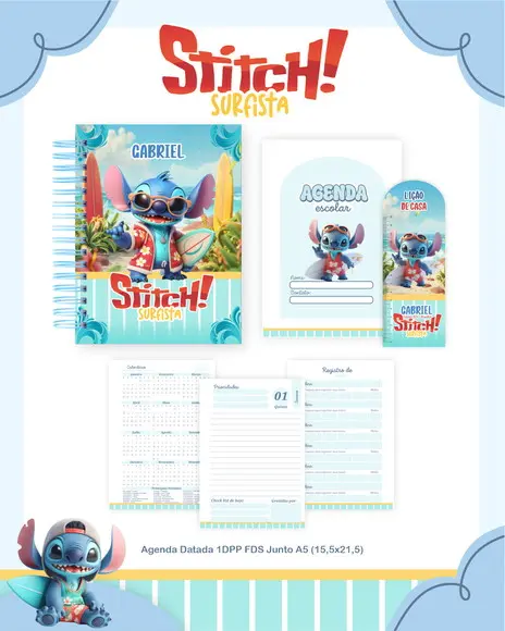Agenda Escolar Stitch Surfista