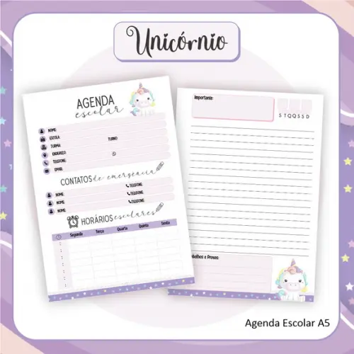 Agenda Escolar Unicórnio