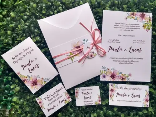 Convite Casamento Rosa