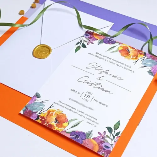 Convite Casamento Floral Verão