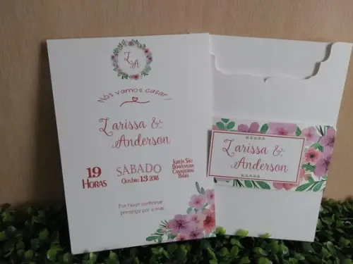 Convite Casamento Rosa