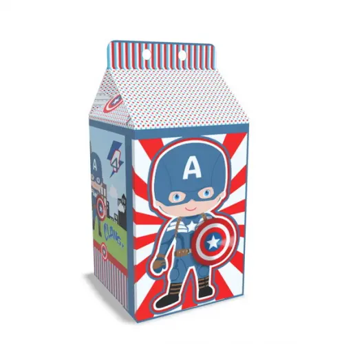 Kit Lembrancinhas Capitão América 20 Unidades Caixinhas Milk
