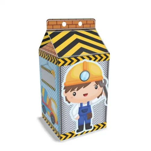 Kit Lembrancinhas Construção - 20 Unidades Caixinhas Milk