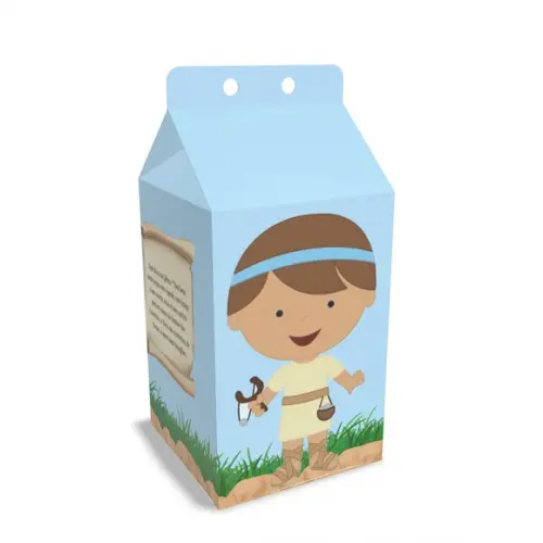 Kit Lembrancinhas Davi e Golias - 20 Unidades Caixinhas Milk