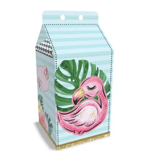 Kit Lembrancinhas Flamingo - 20 Unidades Caixinhas Milk