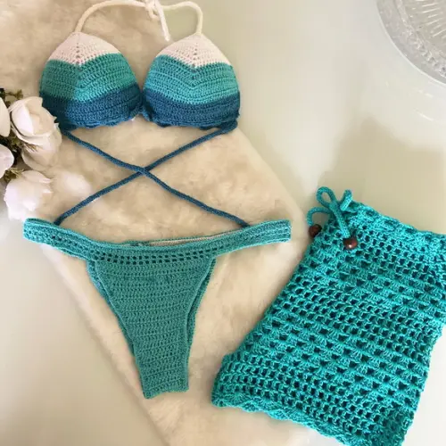 Biquíni de Crochê e Short
