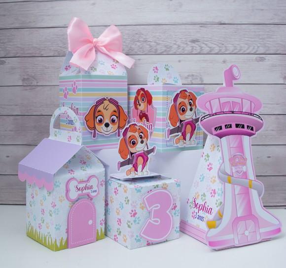 Kit 15 Caixas Skye Patrulha Canina Personalizadas