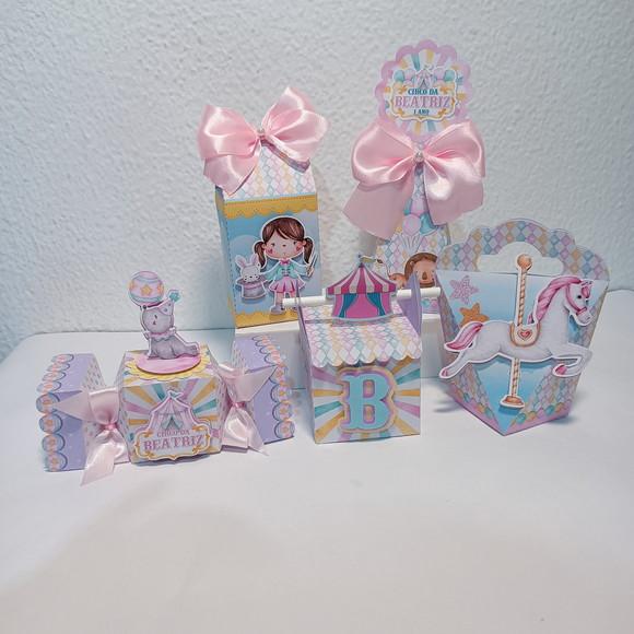 Kit Festa Personalizados 15 Peças Circo Rosa Aquarela
