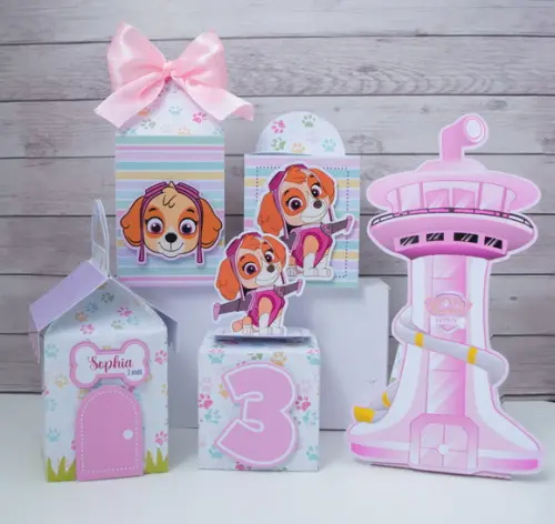 Kit 15 Caixas Skye Patrulha Canina Personalizadas
