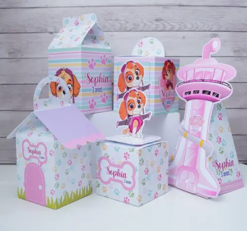 Kit 15 Caixas Skye Patrulha Canina Personalizadas
