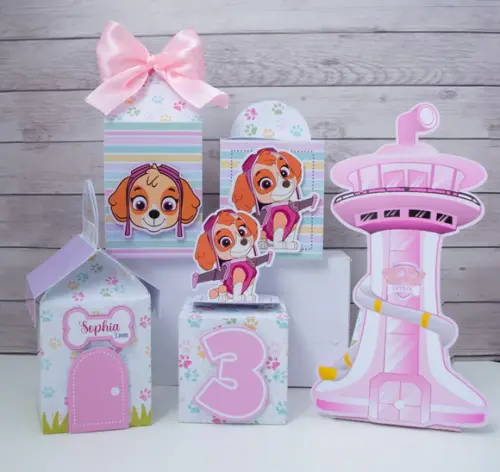 Kit 50 Caixas Skye Patrulha Canina Personalizadas
