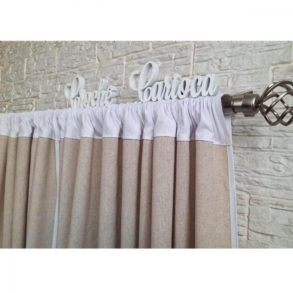 Cortina de linho misto natural cru com acabamentos requintados SO