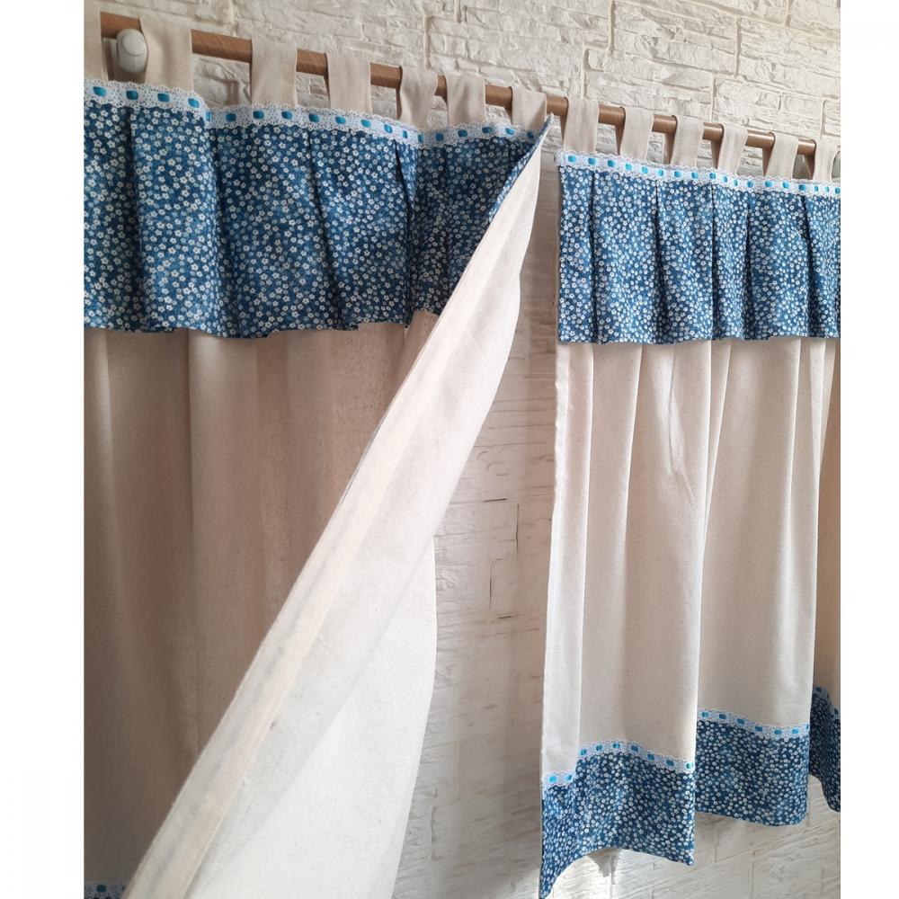 Cortina de linho e estampa farm house rústica natural boho sob m