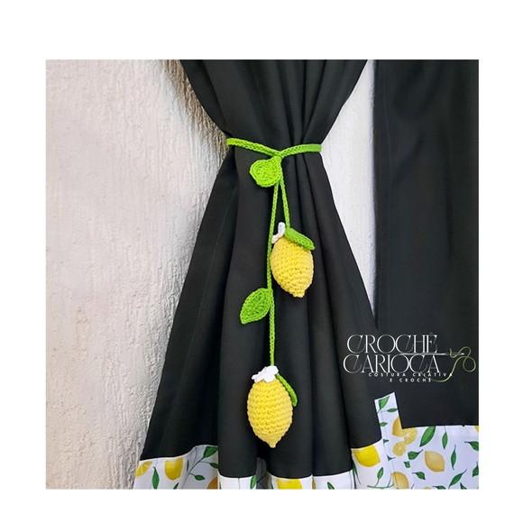 Abraçadeira de Cortina Limões Sicilianos Amigurumi 2 Peças