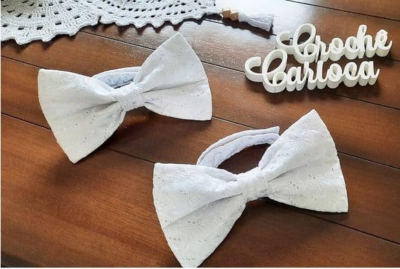 Abraçadeiras para Cortina Laço Laise Bordada Branca